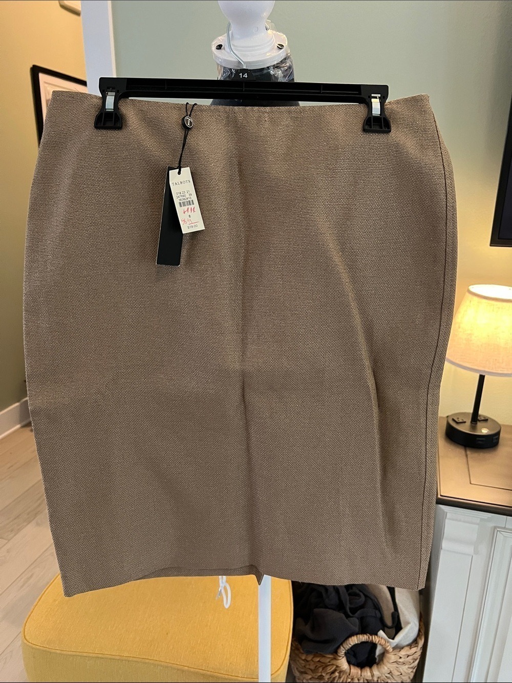 Talbots Women's Tan Textured Pencil Skirt